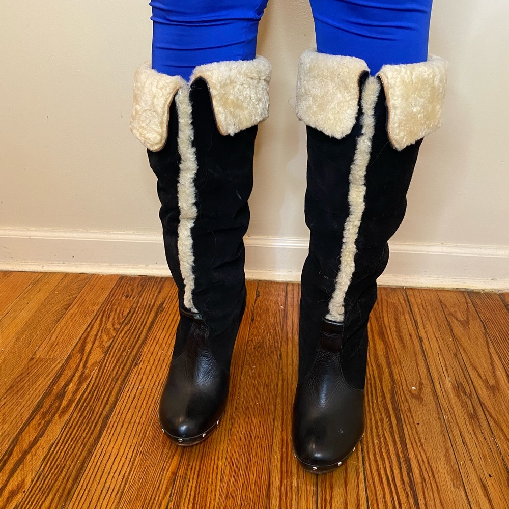 Michael kors shearling studded clog boots
